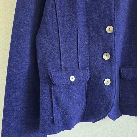 Eileen Fisher Felted Merino Wool Blazer Jacket Size XL Navy Lagenlook Minimalist - Picture 5 of 10